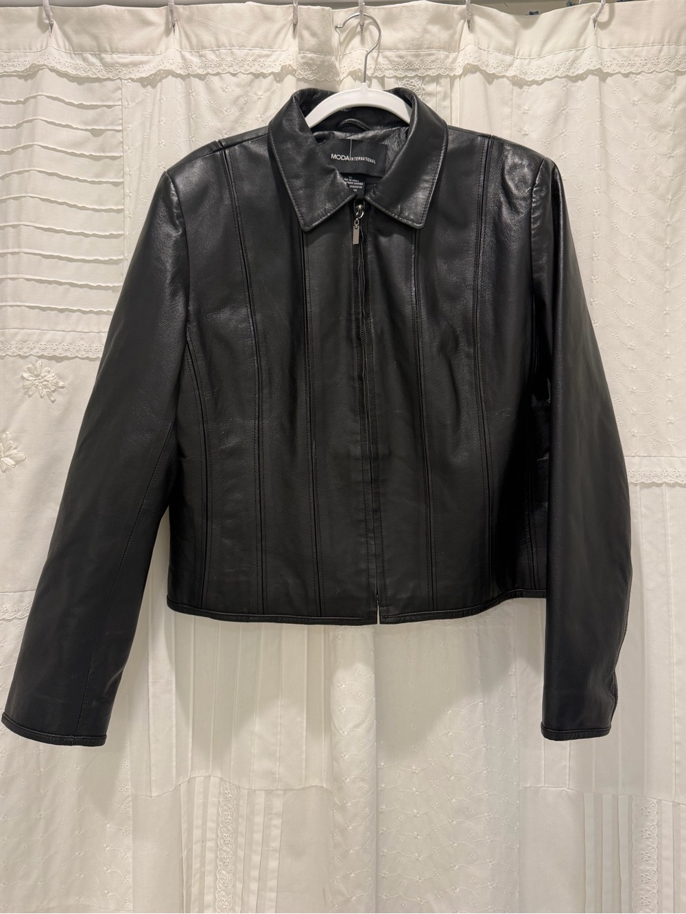 Moda International Black Leather Jacket